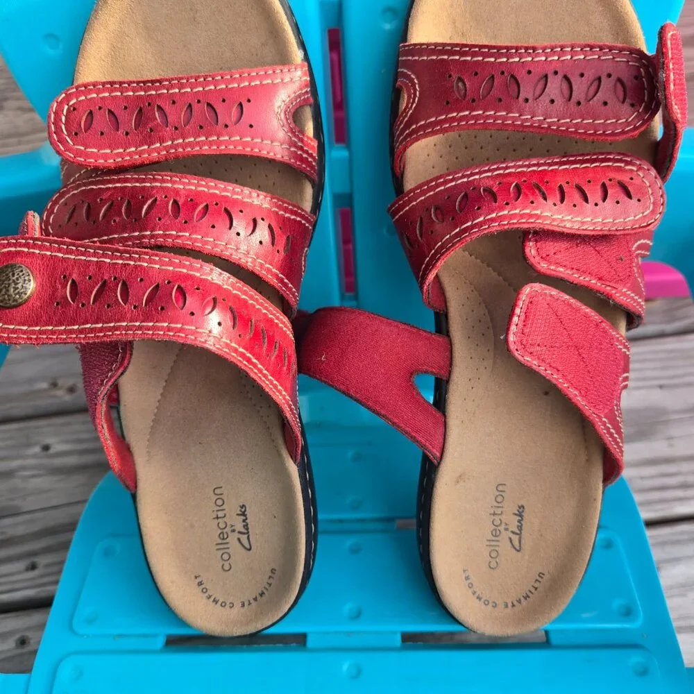 Brick Red Laurieann Clarks Sandals Size 8 - Picture 3 of 5